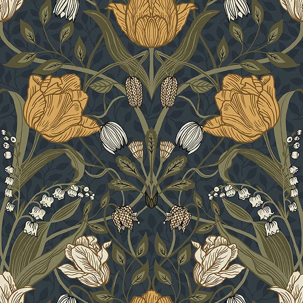 Filippa Ingrid Navy Tulip Wallpaper