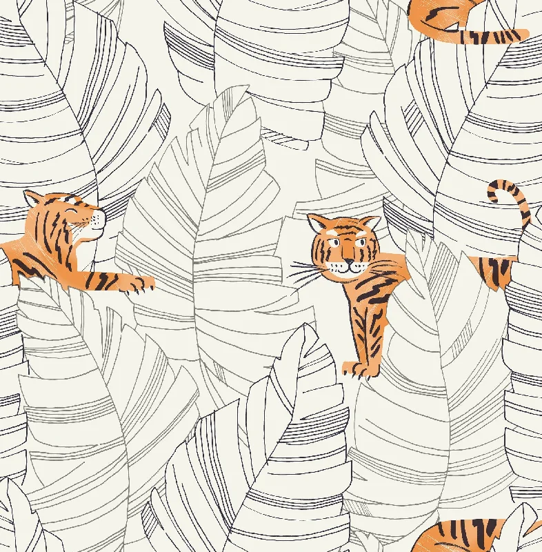 Hiding Tigers Wallpaper in Orange and Black from the Day Dreamers Collection