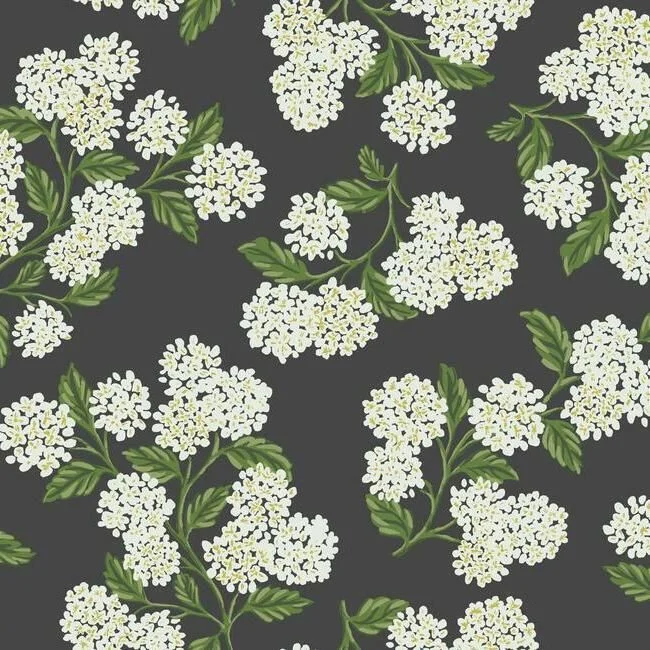 Hydrangea Wallpaper in Black and White from the Rifle Paper Co. Collection