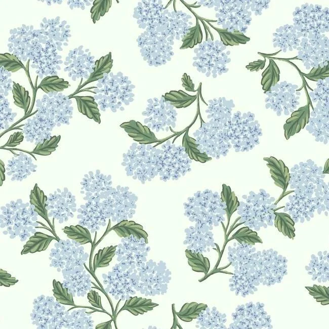 Hydrangea Wallpaper in Blue and White from the Rifle Paper Co. Collection