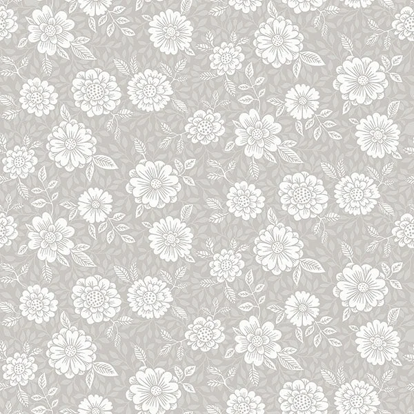 Lizette Grey Charming Floral Wallpaper