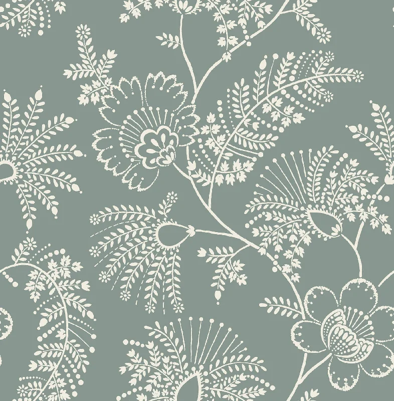 Maeve Sea Green Jacobean Trail Wallpaper