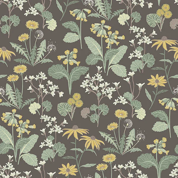 Magdalena Charcoal Dandelion Wallpaper