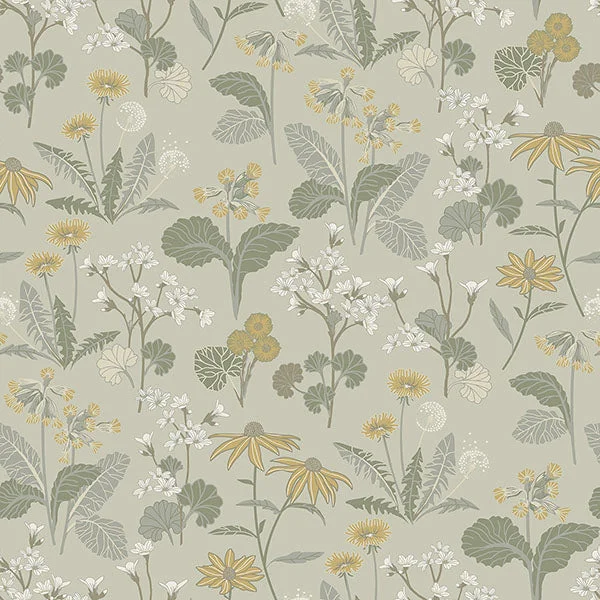 Magdalena Light Green Dandelion Wallpaper