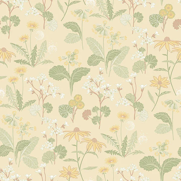 Magdalena Light Yellow Dandelion Wallpaper