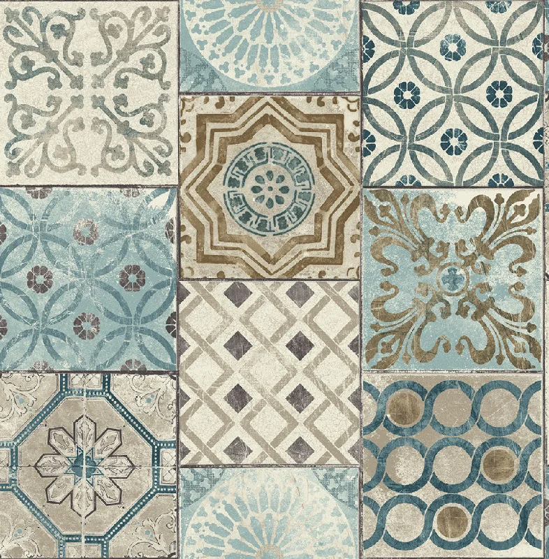 Moroccan Tile Peel-and-Stick Wallpaper in Neutrals and Greys