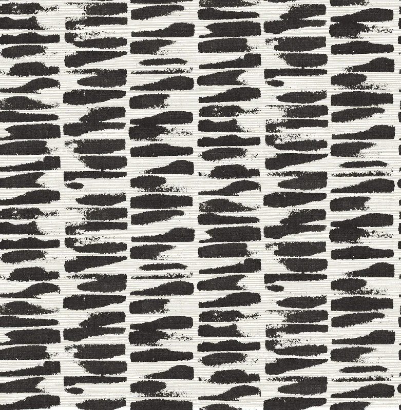 Myrtle Black Abstract Stripe Wallpaper