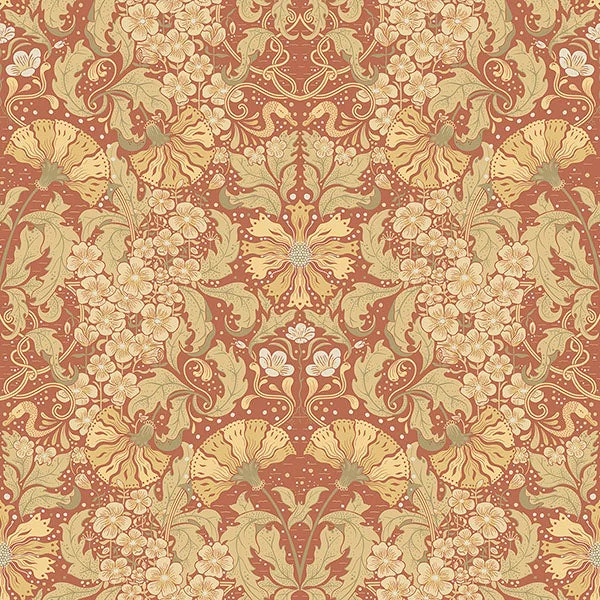 Ojvind Rust Floral Ogee Wallpaper