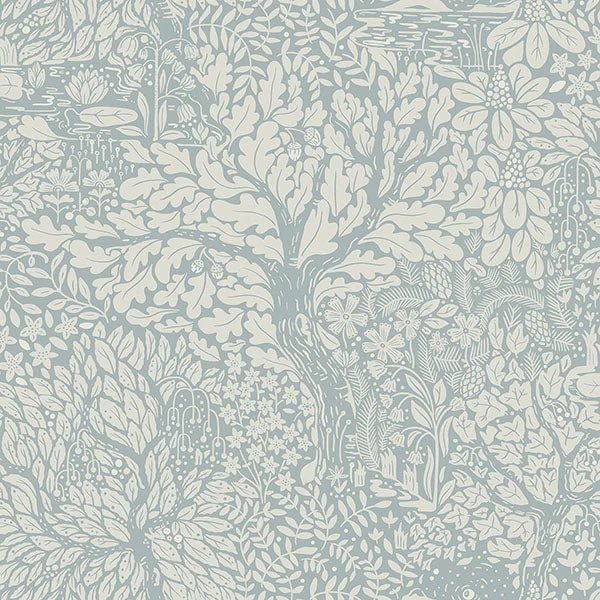 Olle Light Blue Forest Sanctuary Wallpaper