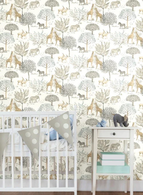 On The Savanna Wallpaper in Neutral from the A Perfect World Collection