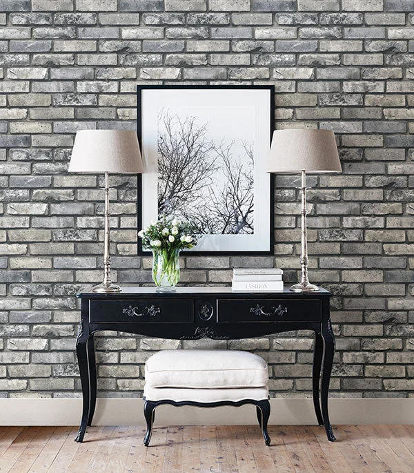 Painted Grey Brick Wallpaper from the Essentials Collection