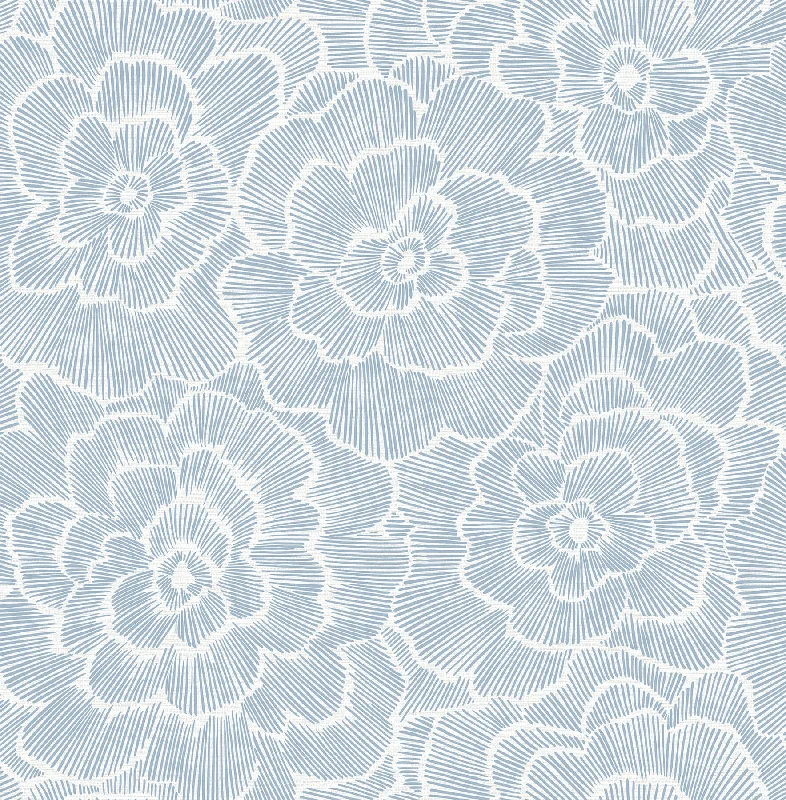 Periwinkle Blue Textured Floral Wallpaper