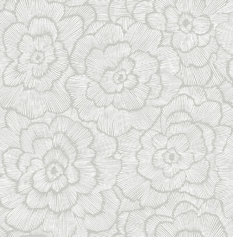 Periwinkle Light Grey Textured Floral Wallpaper