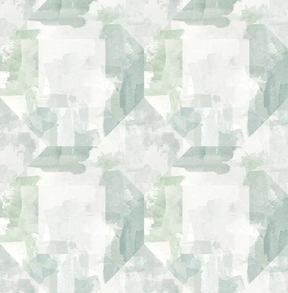 Perrin Sea Green Gem Geometric Wallpaper