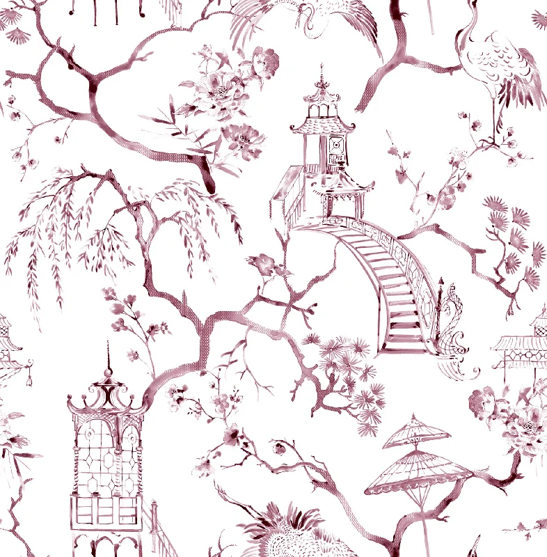 Serena Plum Chinoiserie Wallpaper