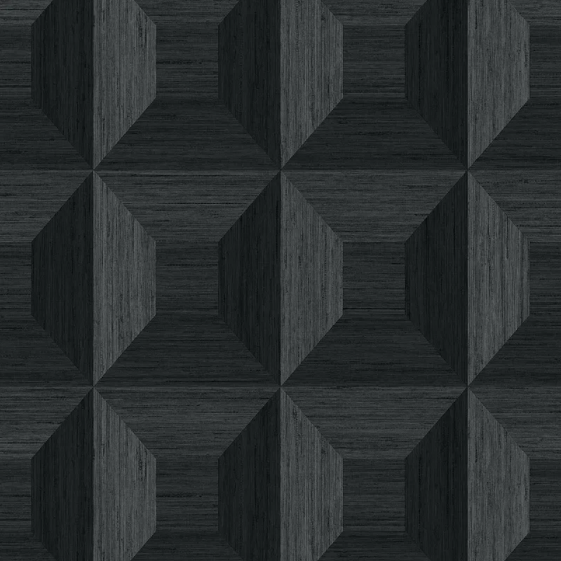 Squared Away Geometric Wallpaper in Ebony from the More Textures Collection