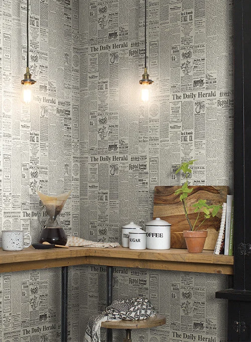 The Daily Wallpaper in Soft Grey and Black from the Magnolia Home Collection