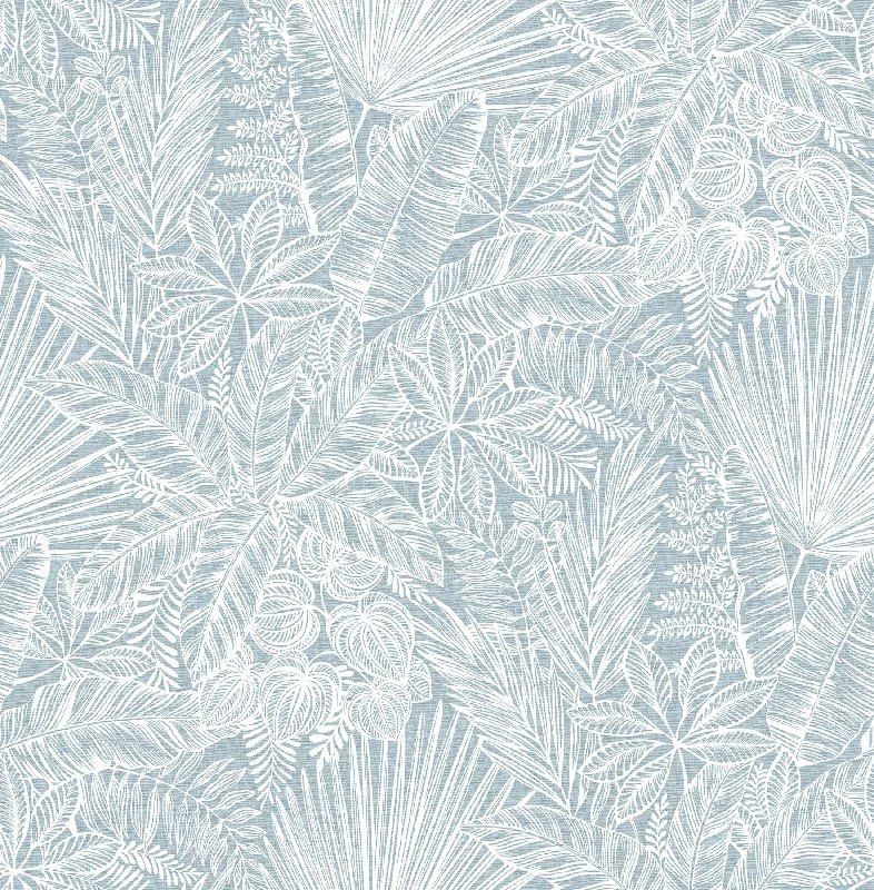 Vita Blue Botanical Wallpaper