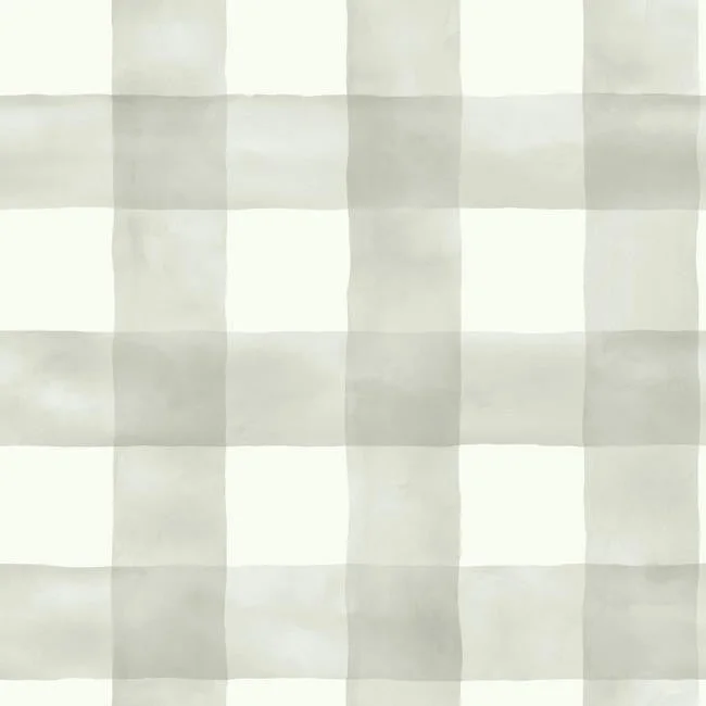 Watercolor Check Wallpaper in Soft Grey from the Magnolia Home Collection