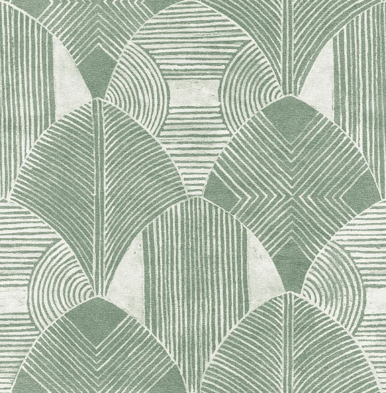 Westport Geometric Wallpaper in Green from the Scott Living Collection