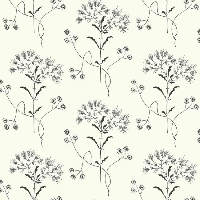 Wildflower Wallpaper in Black and White from Magnolia Home Vol. 2